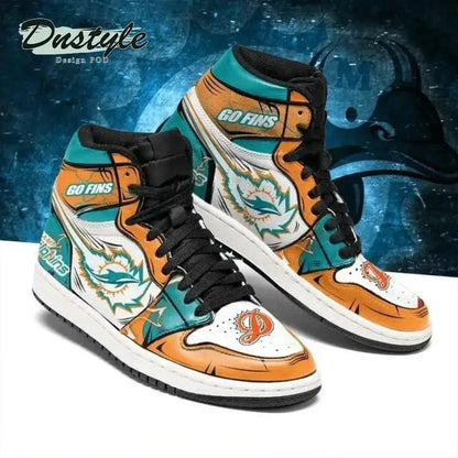 Air JD Hightop Shoes Miami Dolphins Orange White Air Jordan 1 High Sneakers