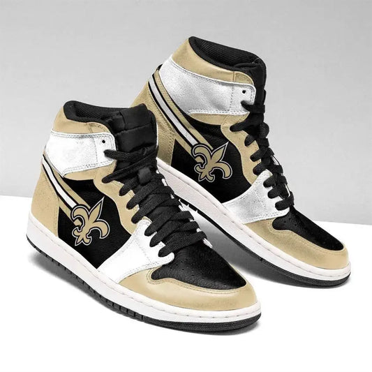 Air JD Hightop Shoes New Orleans Saints Golden Black Logo Air Jordan 1 High Sneakers
