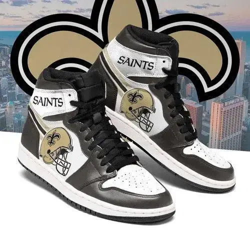 Air JD Hightop Shoes New Orleans Saints Black White Helmet Air Jordan 1 High Sneakers