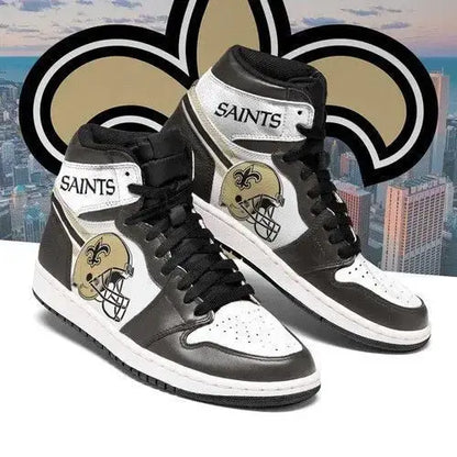Air JD Hightop Shoes New Orleans Saints Black White Helmet Air Jordan 1 High Sneakers