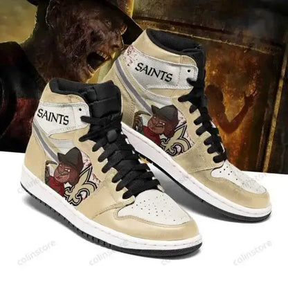 Air JD Hightop Shoes New Orleans Saints Golden White Air Jordan 1 High Sneakers V2