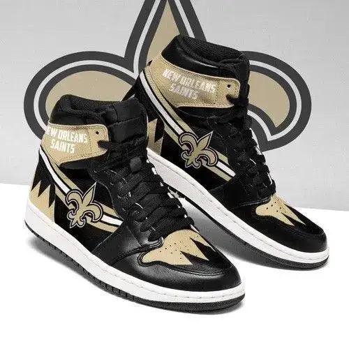 Air JD Hightop Shoes New Orleans Saints Black Golden Logo Air Jordan 1 High Sneakers