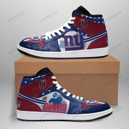Air JD Hightop Shoes New York Giants Red Blue Air Jordan 1 High Sneakers V2