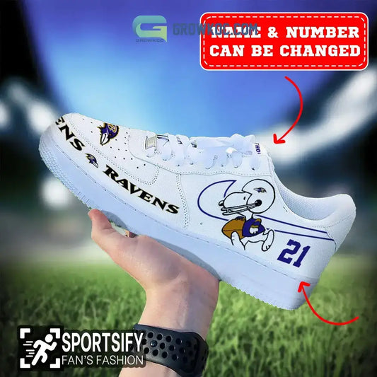 Baltimore Ravens Snoopy Personalized Air Force 1 Shoes Low Top Shoes