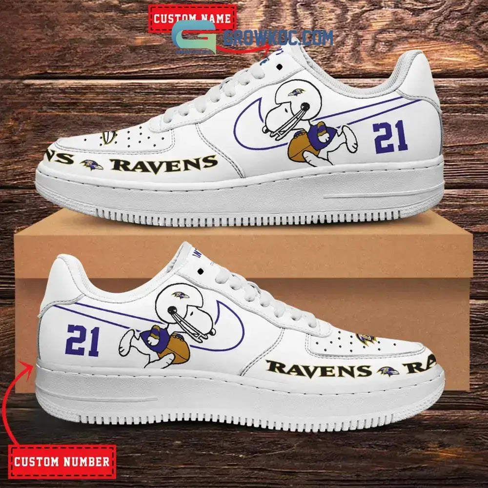 Baltimore Ravens Snoopy Personalized Air Force 1 Shoes Low Top Shoes