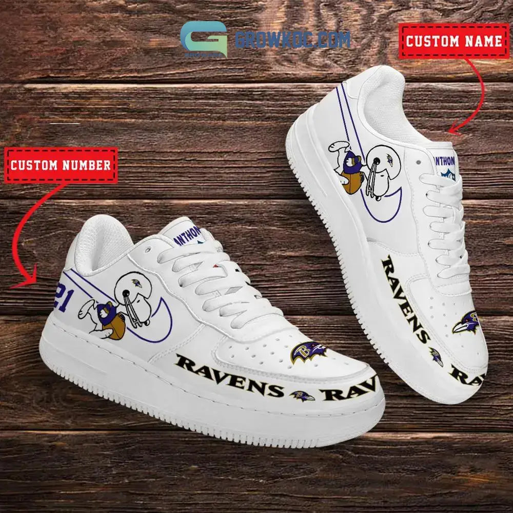 Baltimore Ravens Snoopy Personalized Air Force 1 Shoes Low Top Shoes