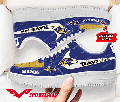 Baltimore Ravens Sport Team Air Force 1 Sneakers Shoes For Men And Women 237FR-8653