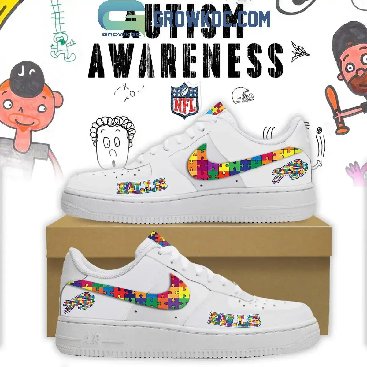 Buffalo Bills Autism Awareness Air Force 1 Shoes