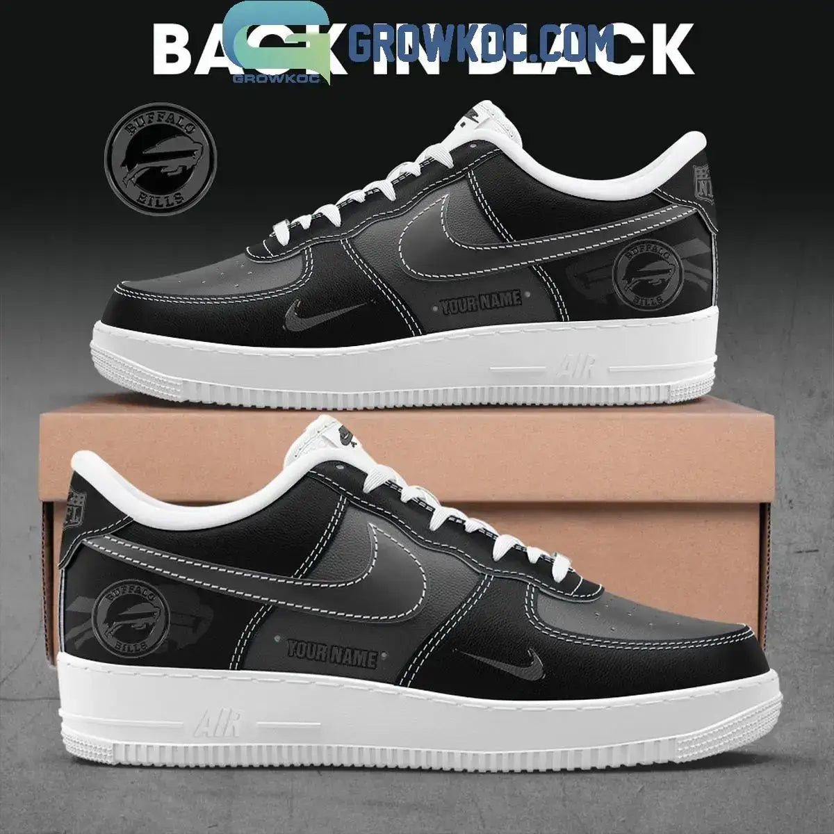 Buffalo Bills Back In Black Air Force 1 Shoes