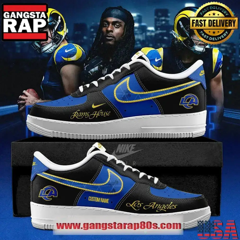 Los Angeles Rams Midnight Blue 2026 Rivalries Rams House Air Force 1 Shoes Running Sneakers Shoes