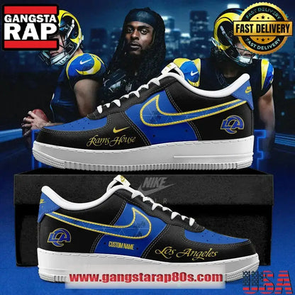 Los Angeles Rams Midnight Blue 2026 Rivalries Rams House Air Force 1 Shoes Running Sneakers Shoes