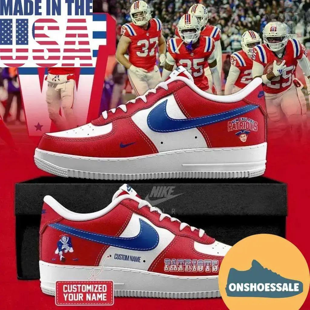 New England Patriots Air Force 1 Shoes Custom Sneakers Fan Shoes Personalized Name – Best Gift Shoes