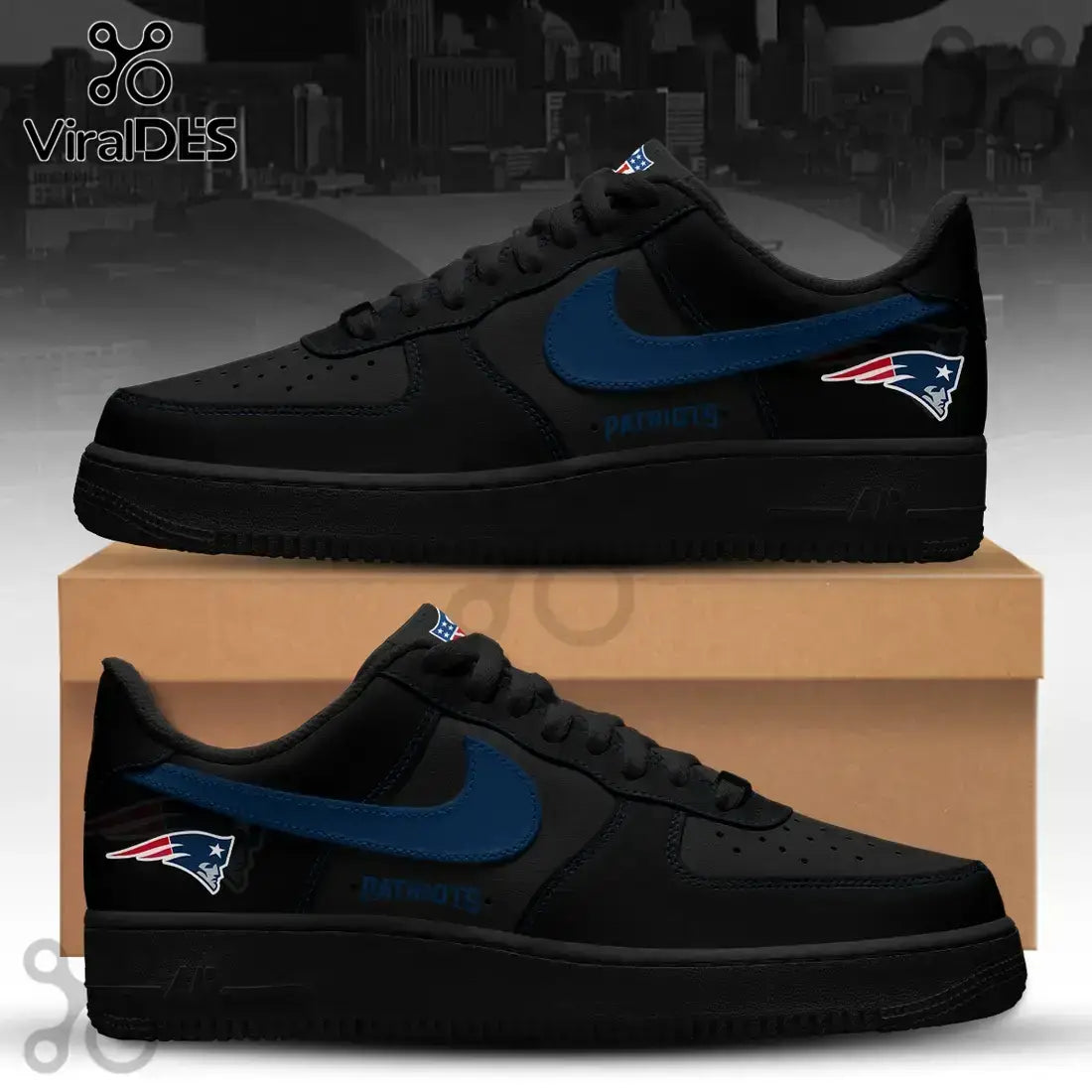 New England Patriots Blackout Air Force 1 Shoes