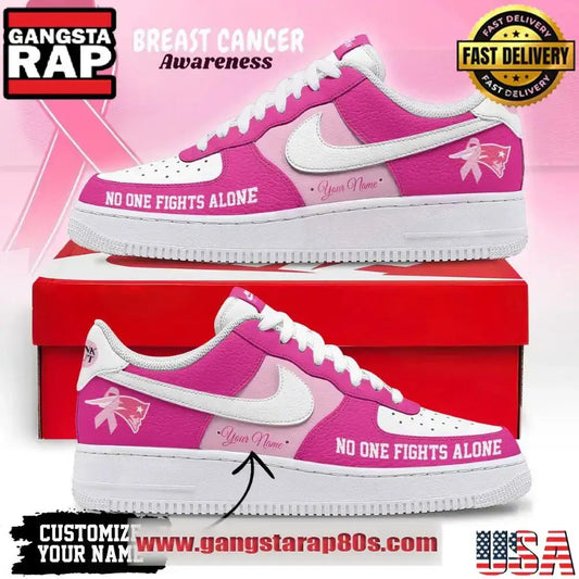 New England Patriots Breast Cancer Awareness October Custom Air Force 1 Shoes Running Sneakers Shoes