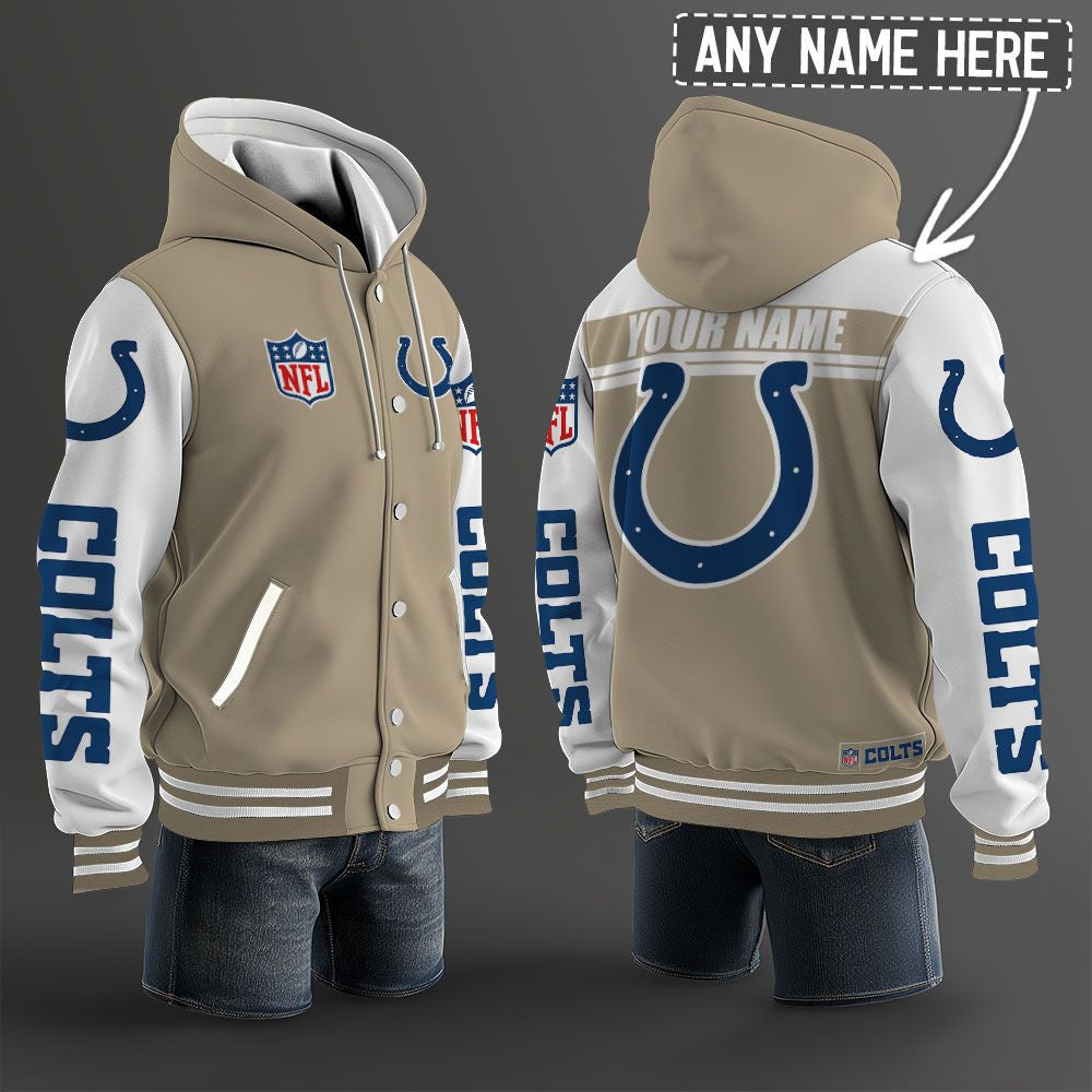 Indianapolis Colts Hooded Letterman Jacket Custom Name Brdct3da140