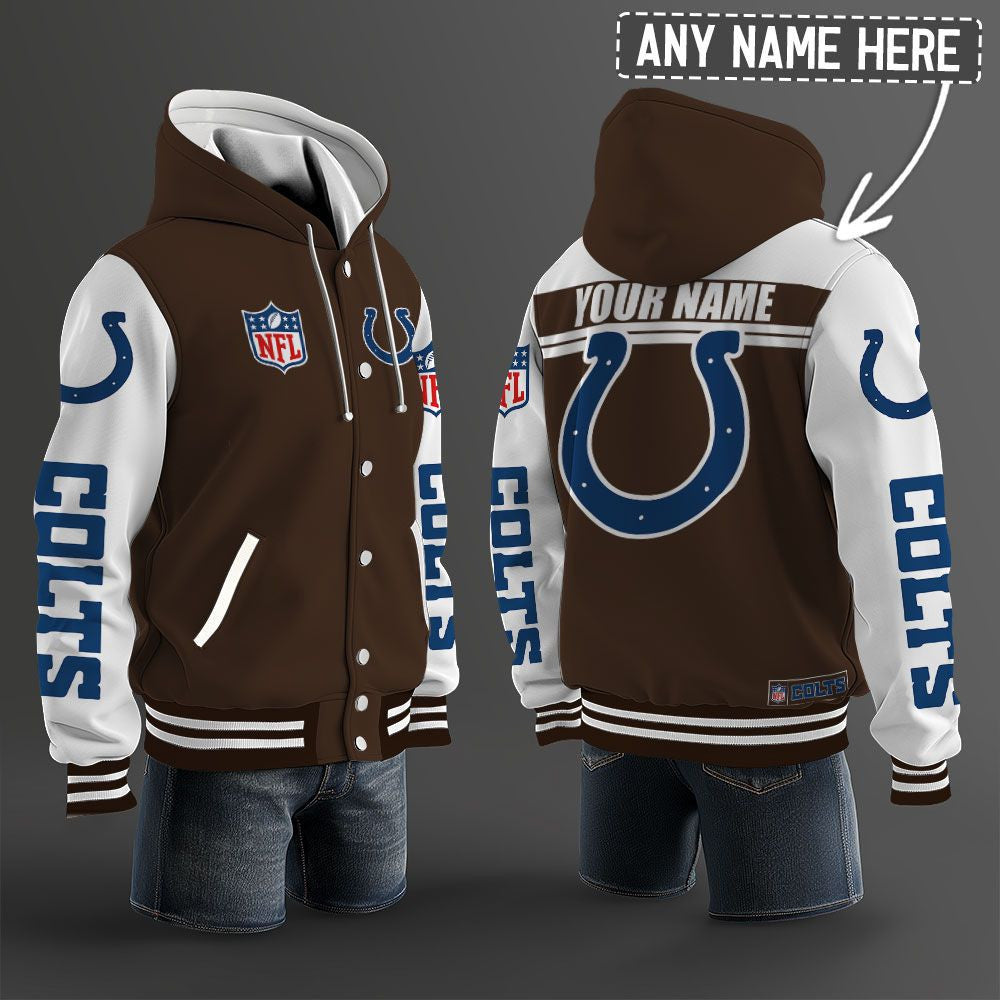 Indianapolis Colts Hooded Letterman Jacket Custom Name Brdct3da140