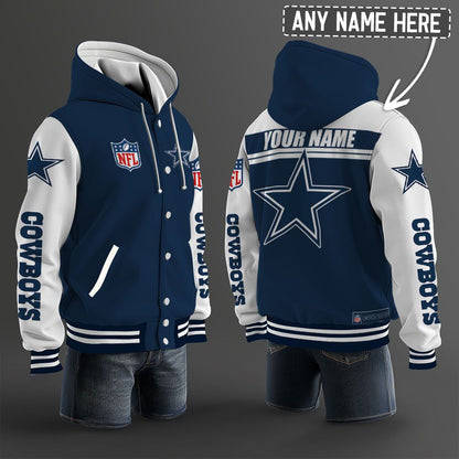Dallas Cowboys Hooded Letterman Jacket Custom Name Brdct3da0905