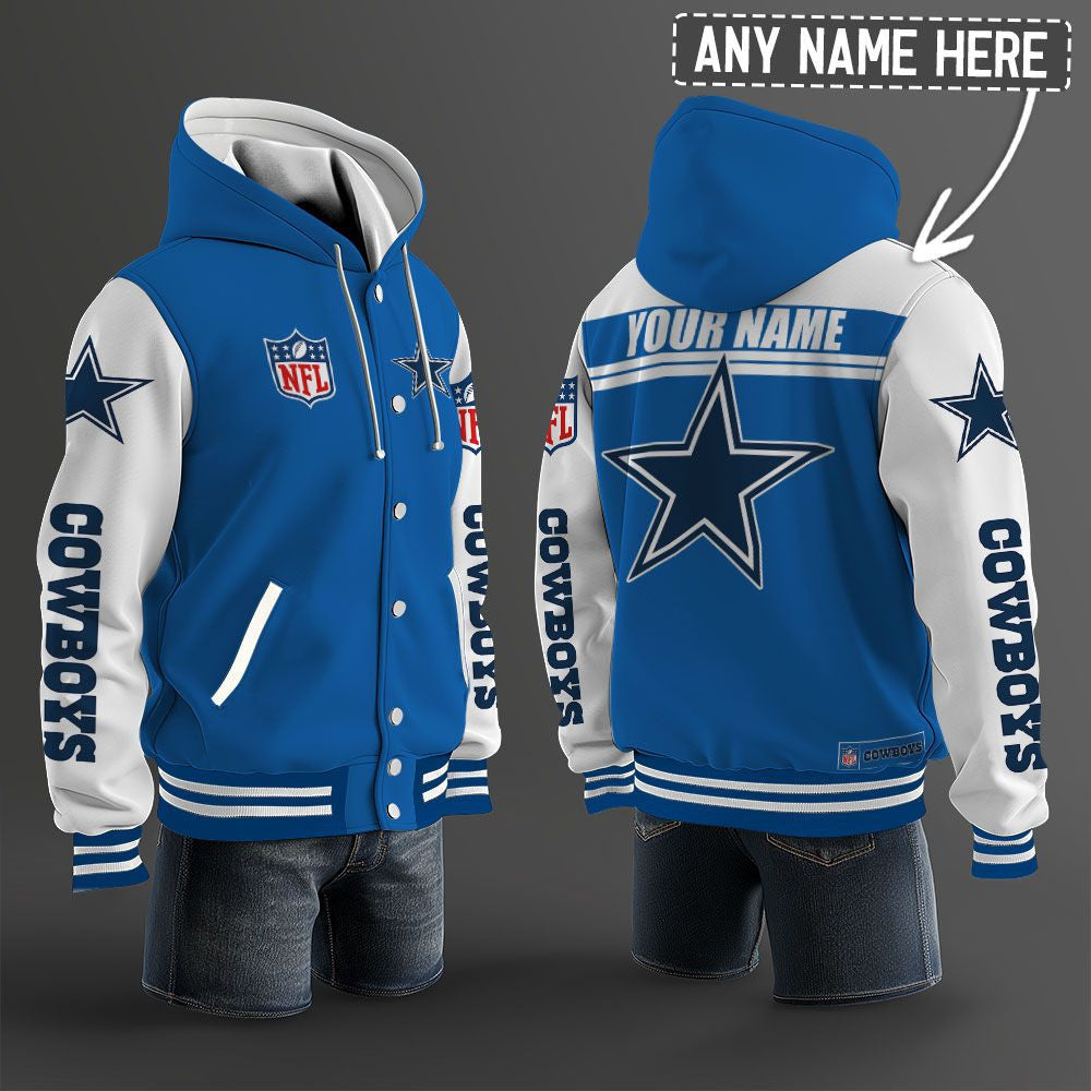 Dallas Cowboys Hooded Letterman Jacket Custom Name Brdct3da0905