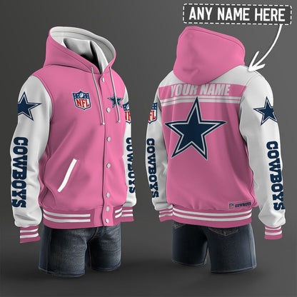 Dallas Cowboys Hooded Letterman Jacket Custom Name Brdct3da0905