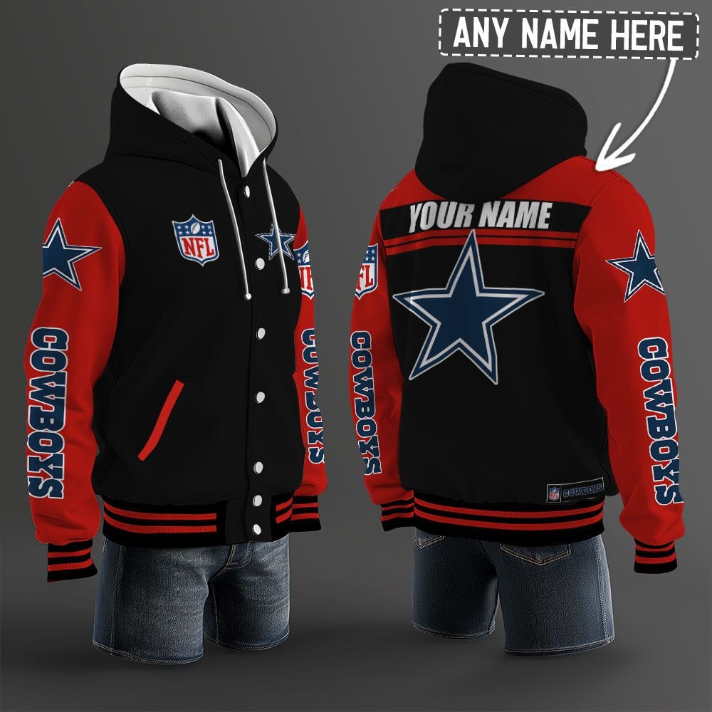 Dallas Cowboys Hooded Letterman Jacket Custom Name Brdct3da0905