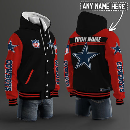 Dallas Cowboys Hooded Letterman Jacket Custom Name Brdct3da0905