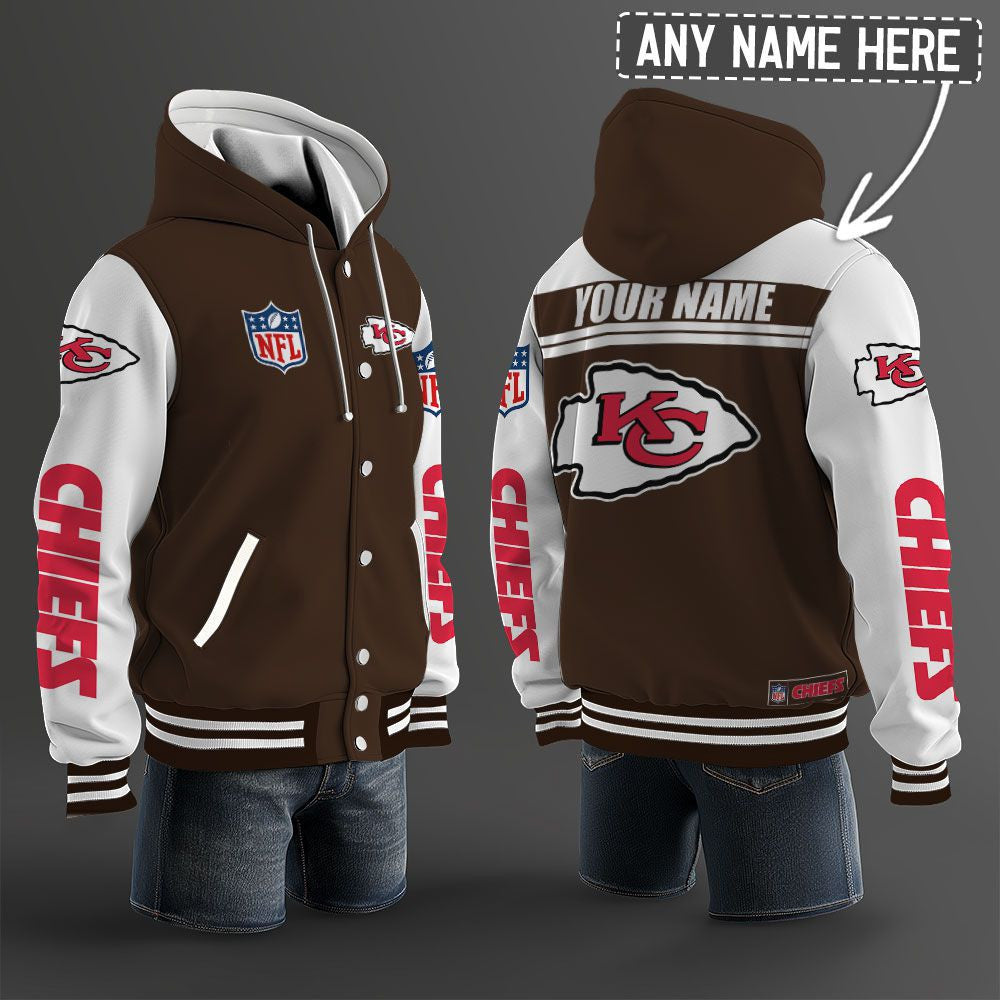 Kansas City Chiefs Hooded Letterman Jacket Custom Name Brdct3da160