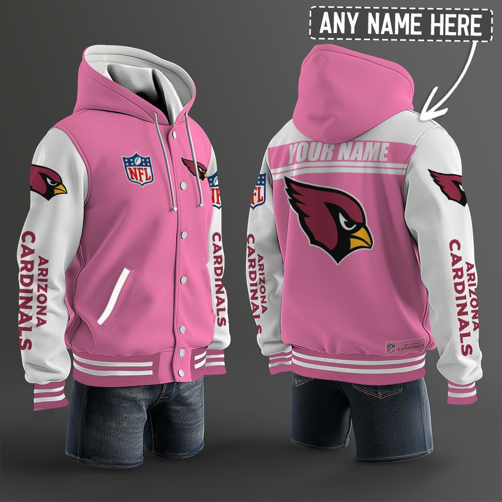 Arizona Cardinals Hooded Letterman Jacket Custom Name Brdct3da0105