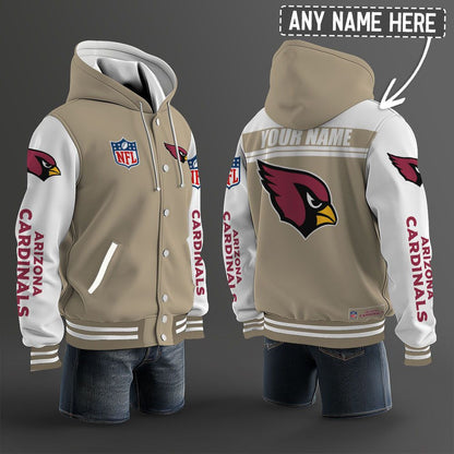 Arizona Cardinals Hooded Letterman Jacket Custom Name Brdct3da0105