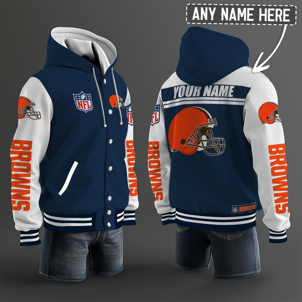 Cleveland Browns Hooded Letterman Jacket Custom Name Brdct3da0805
