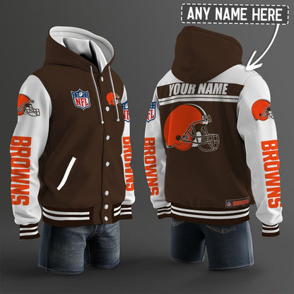 Cleveland Browns Hooded Letterman Jacket Custom Name Brdct3da0805