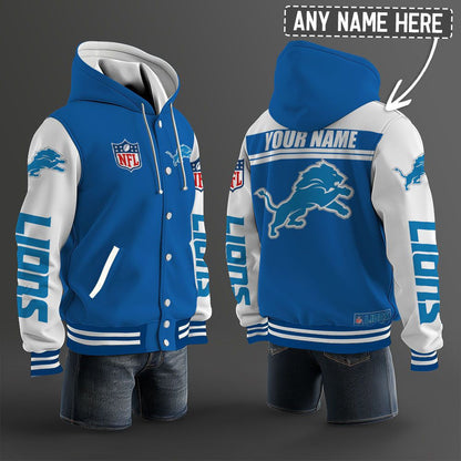 Detroit Lions Hooded Letterman Jacket Custom Name Brdct3da1105