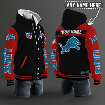 Detroit Lions Hooded Letterman Jacket Custom Name Brdct3da1105