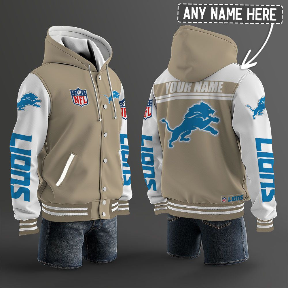 Detroit Lions Hooded Letterman Jacket Custom Name Brdct3da1105