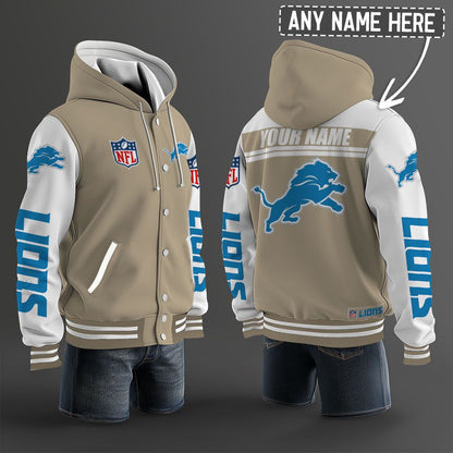 Detroit Lions Hooded Letterman Jacket Custom Name Brdct3da1105