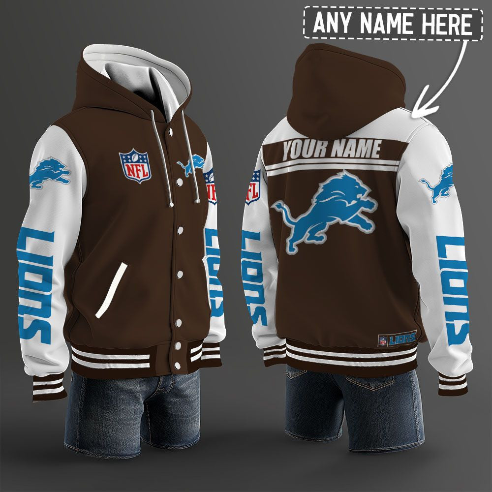 Detroit Lions Hooded Letterman Jacket Custom Name Brdct3da1105