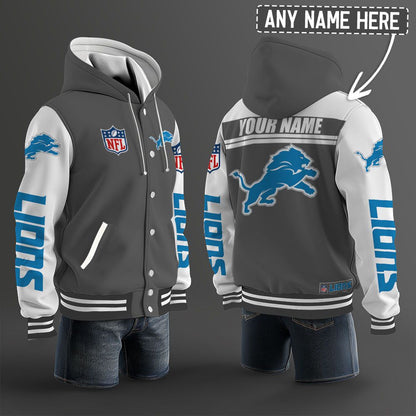 Detroit Lions Hooded Letterman Jacket Custom Name Brdct3da1105