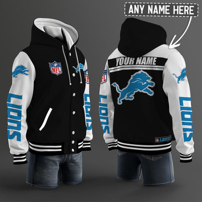 Detroit Lions Hooded Letterman Jacket Custom Name Brdct3da1105