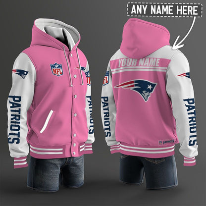 New England Patriots Hooded Letterman Jacket Custom Name Brdct3da2