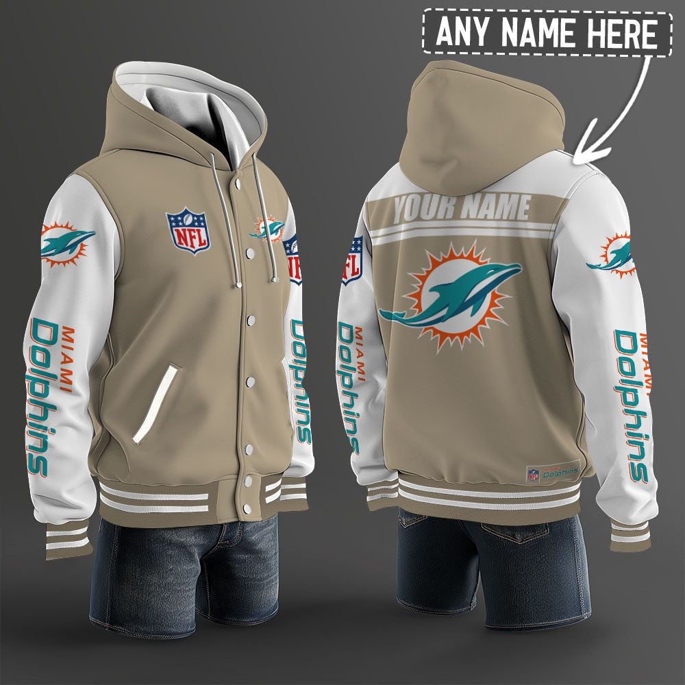 Miami Dolphins Hooded Letterman Jacket Custom Name Brdct3da1905