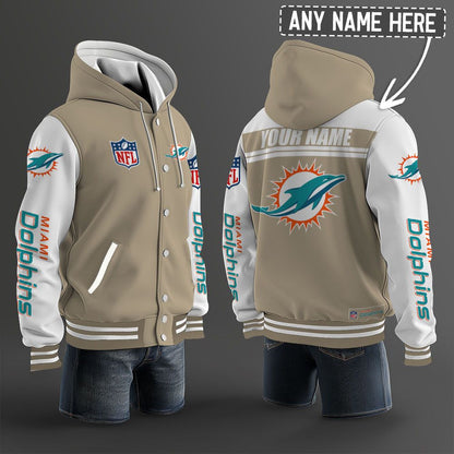 Miami Dolphins Hooded Letterman Jacket Custom Name Brdct3da1905