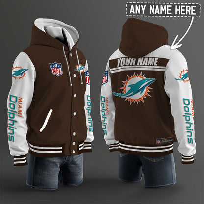 Miami Dolphins Hooded Letterman Jacket Custom Name Brdct3da1905
