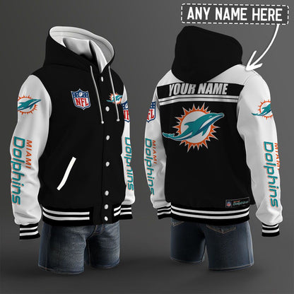 Miami Dolphins Hooded Letterman Jacket Custom Name Brdct3da1905