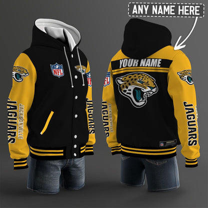 Jacksonville Jaguars Hooded Letterman Jacket Custom Name Brdct3da1