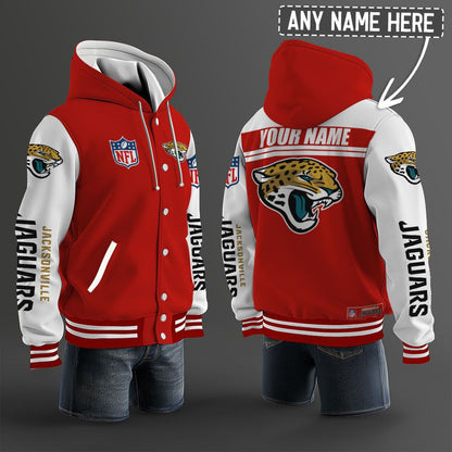 Jacksonville Jaguars Hooded Letterman Jacket Custom Name Brdct3da1