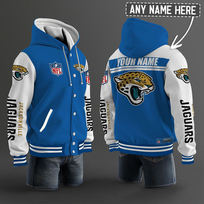 Jacksonville Jaguars Hooded Letterman Jacket Custom Name Brdct3da1