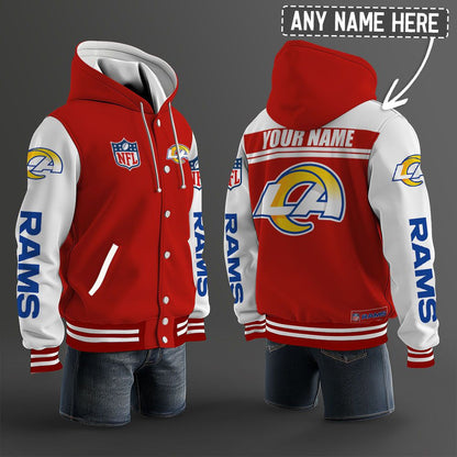 Los Angeles Rams Hooded Letterman Jacket Custom Name Brdct3da1805