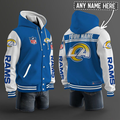 Los Angeles Rams Hooded Letterman Jacket Custom Name Brdct3da1805