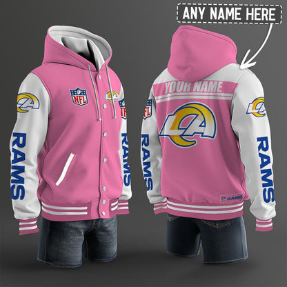 Los Angeles Rams Hooded Letterman Jacket Custom Name Brdct3da1805
