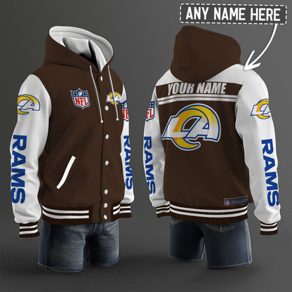 Los Angeles Rams Hooded Letterman Jacket Custom Name Brdct3da1805