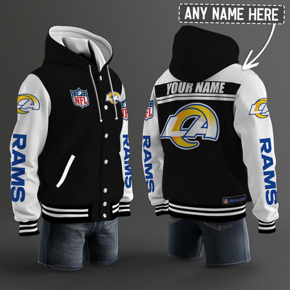 Los Angeles Rams Hooded Letterman Jacket Custom Name Brdct3da1805